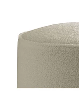 Modern Foam Ottoman with Faux Sheepskin and Matte Metal Legs