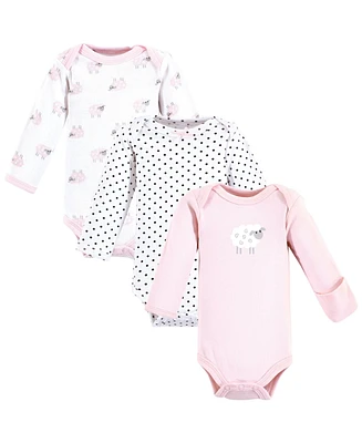 Luvable Friends Baby Girls Preemie Long Sleeve Bodysuits 3pk, Pink Sheep, Preemie