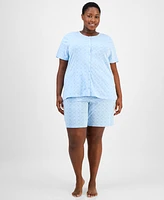 Charter Club Plus Cotton Floral Bermuda Pajamas Set, Created for Macy's