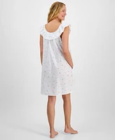 Charter Club Women's Cotton Clip-Dot Ruffled Chemise, Exclusively at Macy's