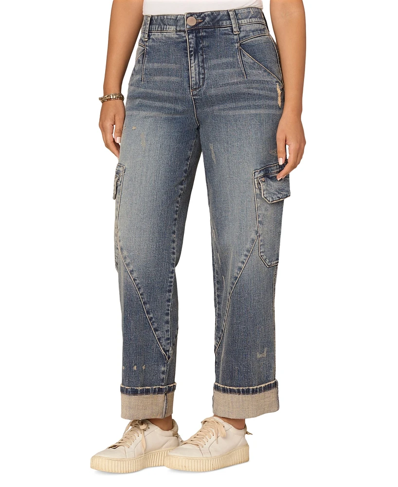 Democracy Women's "Ab"solution Skyrise Straight-Leg Utility Jeans