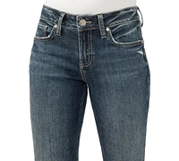 Silver Jeans Co. Women's Suki Mid Rise Curvy-Fit Straight-Leg Cropped