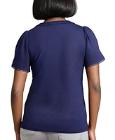 Jones New York Women's Drapey Split-Neck Short-Sleeve Top
