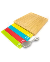 BergHOFF Aaron Probyn 5-Piece Cheese Knife and Bamboo Board Set with Inserts