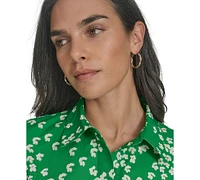 Calvin Klein Women's Cotton Belted Ditsy-Print Shirtdress