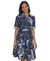 Calvin Klein Women's Cotton Abstract-Print Shirtdress