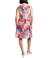 Jones New York Women's Printed V-Neck Sleeveless Trapeze Mini Dress