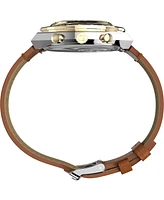 Timex Men's Analog Brown Leather Strap Watch, 40mm