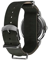 Timex Men's Analog Green Leather Strap Watch, 40mm