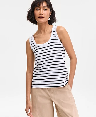 On 34th Women's Cotton Striped Scoop Tank Top, Exclusively at Macy's