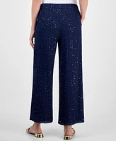 Jm Collection Women's High-Rise Wide-Leg Sequin Crinkle Pants, Exclusively at Macy's