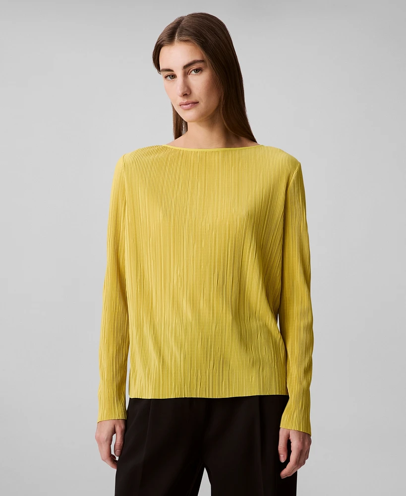 Calvin Klein Women's Plisse Long-Sleeve Top