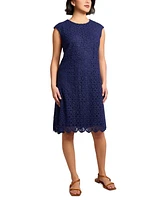 Jones New York Women's Medallion Lace Cap-Sleeve Swing Midi Dress