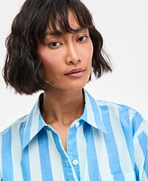 On 34th Women's Cotton Striped Short-Sleeve Shirt, Exclusively at Macy's