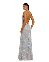 Mac Duggal Women's Floral Embroidered Sleeveless Open Back Gown