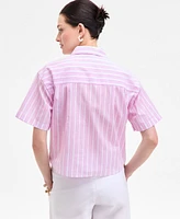 On 34th Women's Cotton Adventure Stripe Short-Sleeve Shirt, Exclusively at Macy's