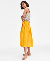On 34th Women's Cotton Eyelet Pleated Midi Skirt, Exclusively at Macy's