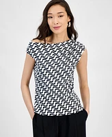 I.n.c. International Concepts Women's Cotton Extended-Shoulder Cowlneck Top, Exclusively at Macy's
