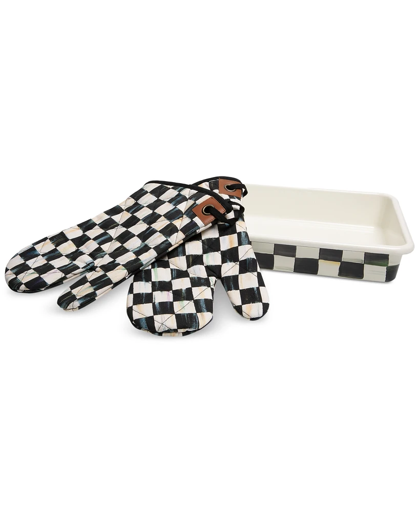 Mackenzie-Childs Courtly Check Baking Pan & Oven Mitt Baking Set