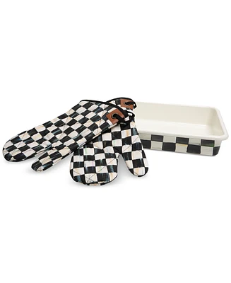 Mackenzie-Childs Courtly Check Baking Pan & Oven Mitt Baking Set