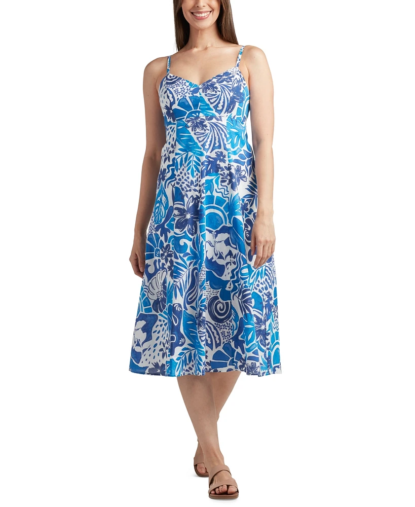 Bcx Juniors' Printed Cotton Sweetheart Midi Dress