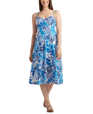 Bcx Juniors' Printed Cotton Sweetheart Midi Dress