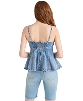 Steve Madden Women's Delta Sleeveless Denim Peplum Top
