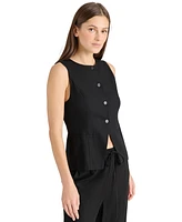 Steve Madden Women's Wesley Button-Front Linen-Blend Vest