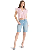 Steve Madden Women's Leyla V-Neck Flutter-Sleeve Top