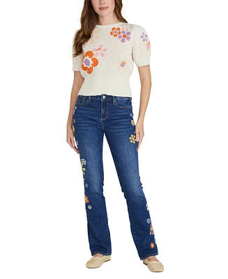 Driftwood Women's Kelly Embroidered Mid Rise Bootcut Jeans
