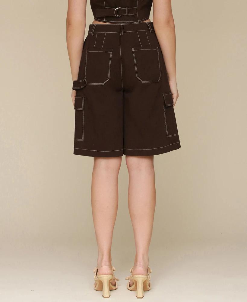 Avec Les Filles Women's Long Cargo Shorts