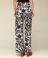 Avec Les Filles Women's Printed Linen-Blend Cargo Pants