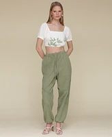 Avec Les Filles Women's Crochet-Trim Soft Utility Jogger Pants