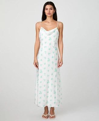 French Connection Women's Anna Fleur Satin Cowlneck Dress
