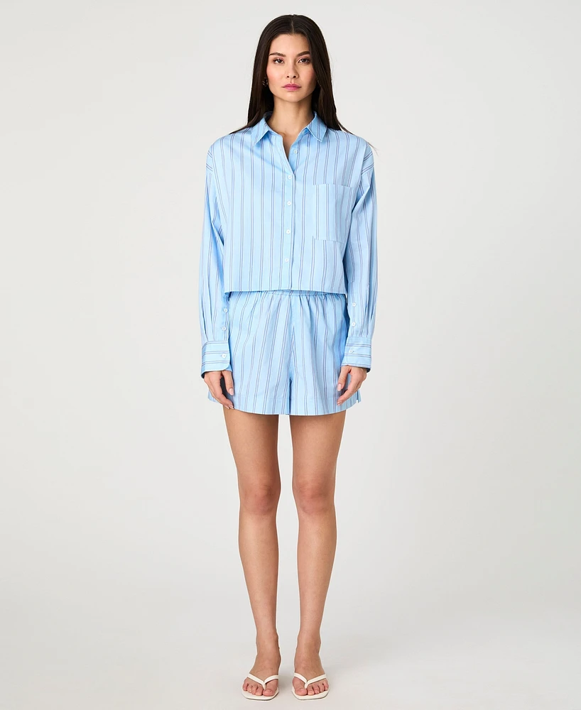 French Connection Women's Lorenzo Striped Cropped Shirt