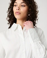 French Connection Women's Cotton Poplin Pinstriped Shirt