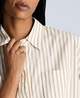 Kenneth Cole Women's Striped Short Dolman-Sleeve Cropped Shirt