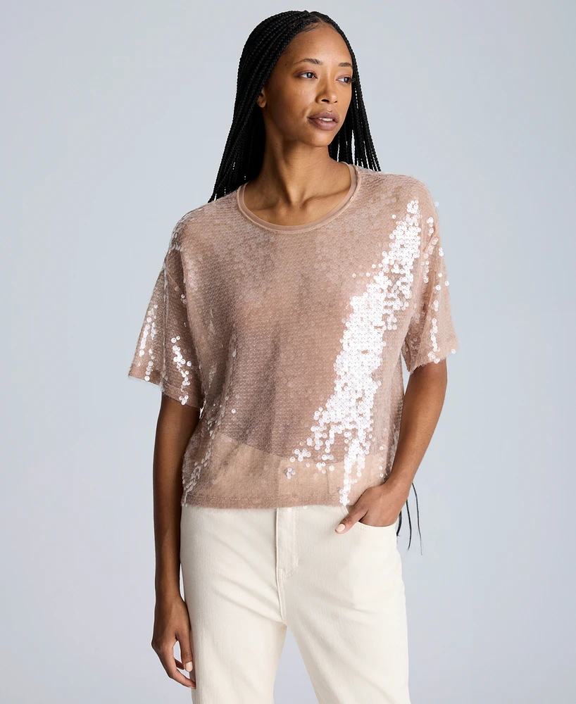 Kenneth Cole Women's Oversized Sequin T-Shirt