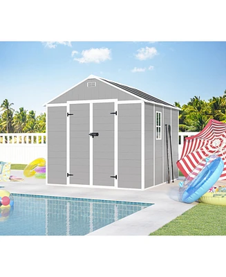 Campcraft 8x8 resin shed, durable Pp, waterproof, Uv/rust proof, large storage, Hd window