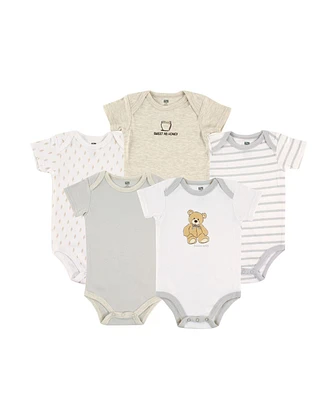 Hudson Baby Girls Cotton Bodysuits 5pk, Beyoutiful, 9-12 Months