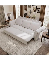 93.7" Velvet Chesterfield Sofa Bed: 3-in-1 Convertible Sofa with Nailhead Trim