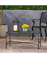 Outdoor Iron Coffee Table - Black Brush Silver