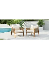 [Set of 2] 28" Modern Outdoor Woven Lounge Chair with Cushions
