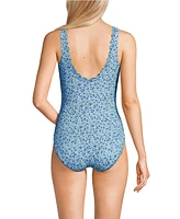 Lands' End Women's Tugless Scallop One Piece Swimsuit