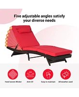 Outdoor Wicker Reclining Lounge Chairs (Set of 2) - Beach, Pool, Garden