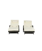 Outdoor Wicker Reclining Lounge Chair Set, Cushioned
