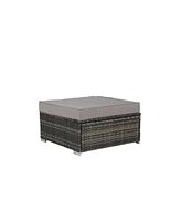 8-Piece Outdoor Wicker Patio Sofa Set w/ Washable Cushions & Glass Table
