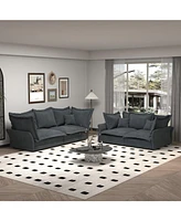 Modern Comfy Upholstered Sofa, Convertible Chaise Longue for Living Rooms