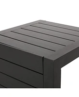 Modern Matte Black Aluminum C-Shaped Outdoor Side Table