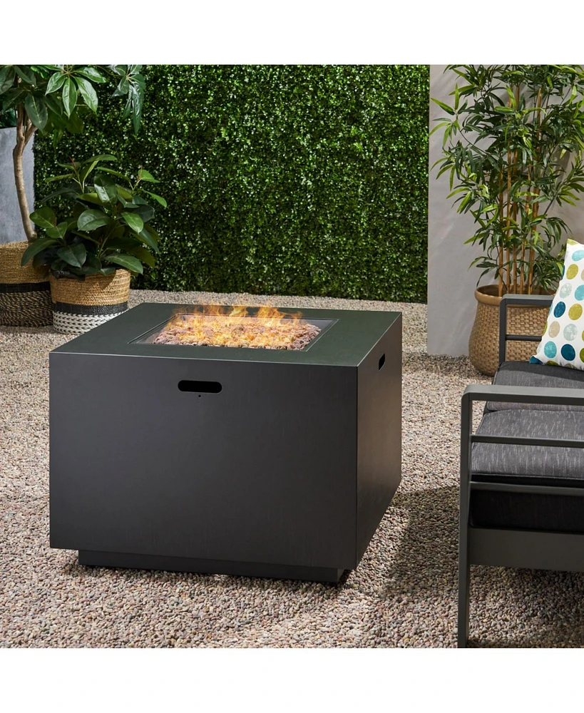 24" Patio Fire Pit, 33" Square, 50K Btu, Dark Grey, Tank Inside